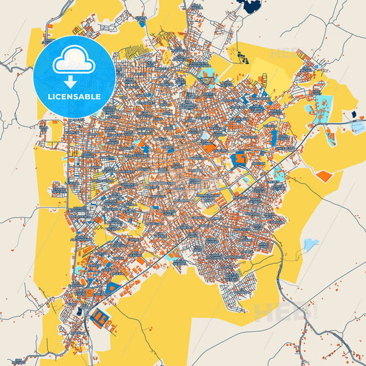 Colorful Sincelejo Street Map with Labels and Buildings
