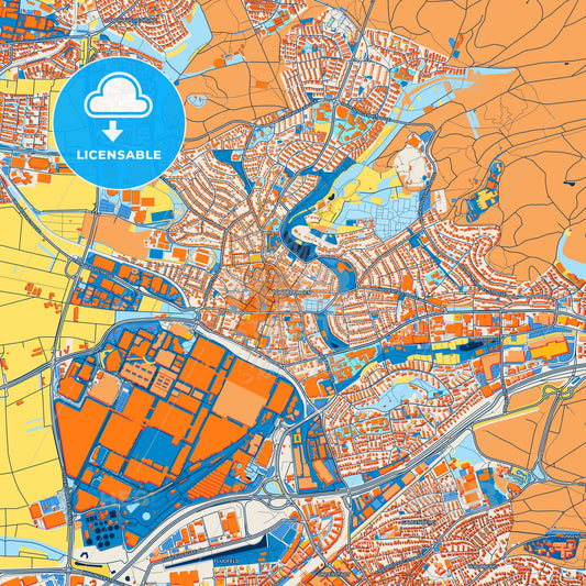 Colorful Sindelfingen Street Map with Labels and Buildings