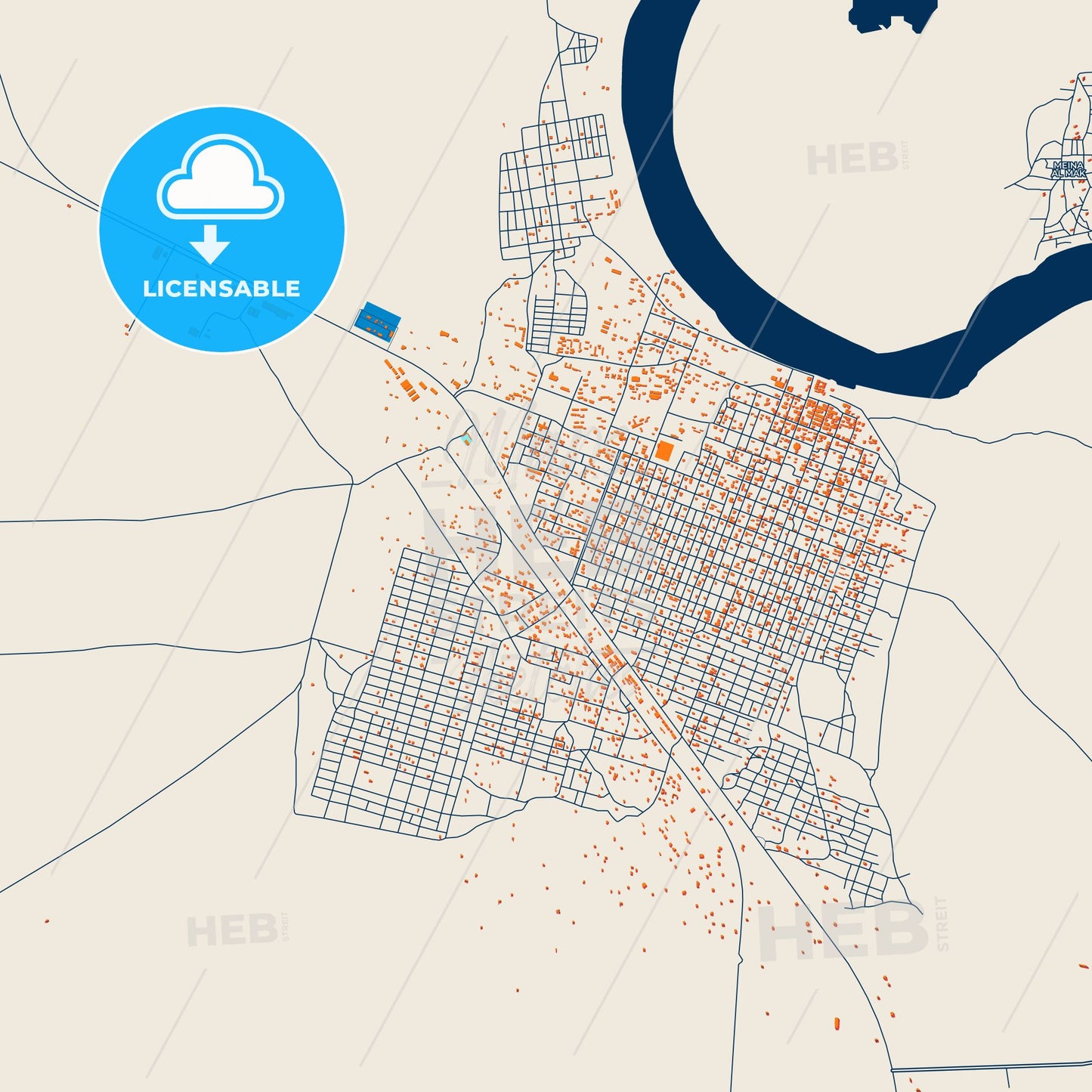 Colorful Singa Street Map with Labels and Buildings