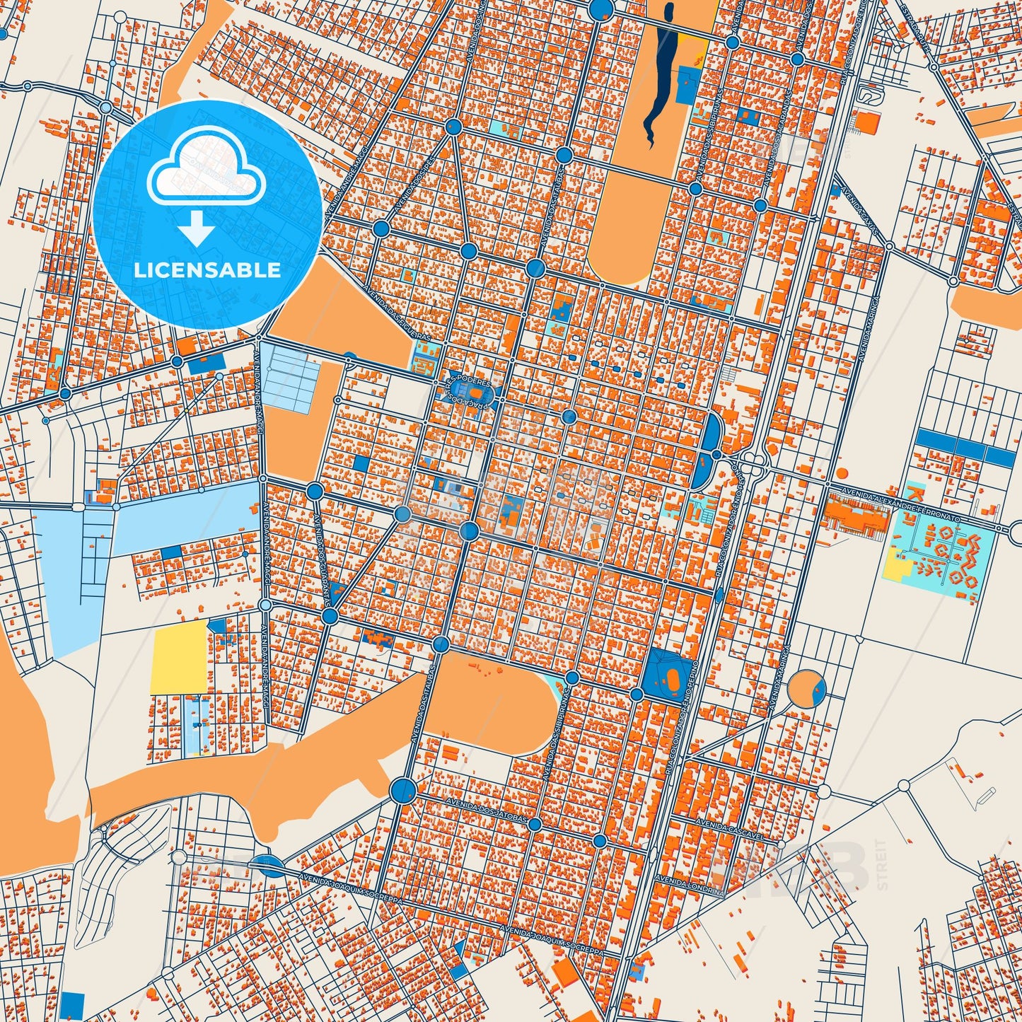 Colorful Sinop Street Map with Labels and Buildings