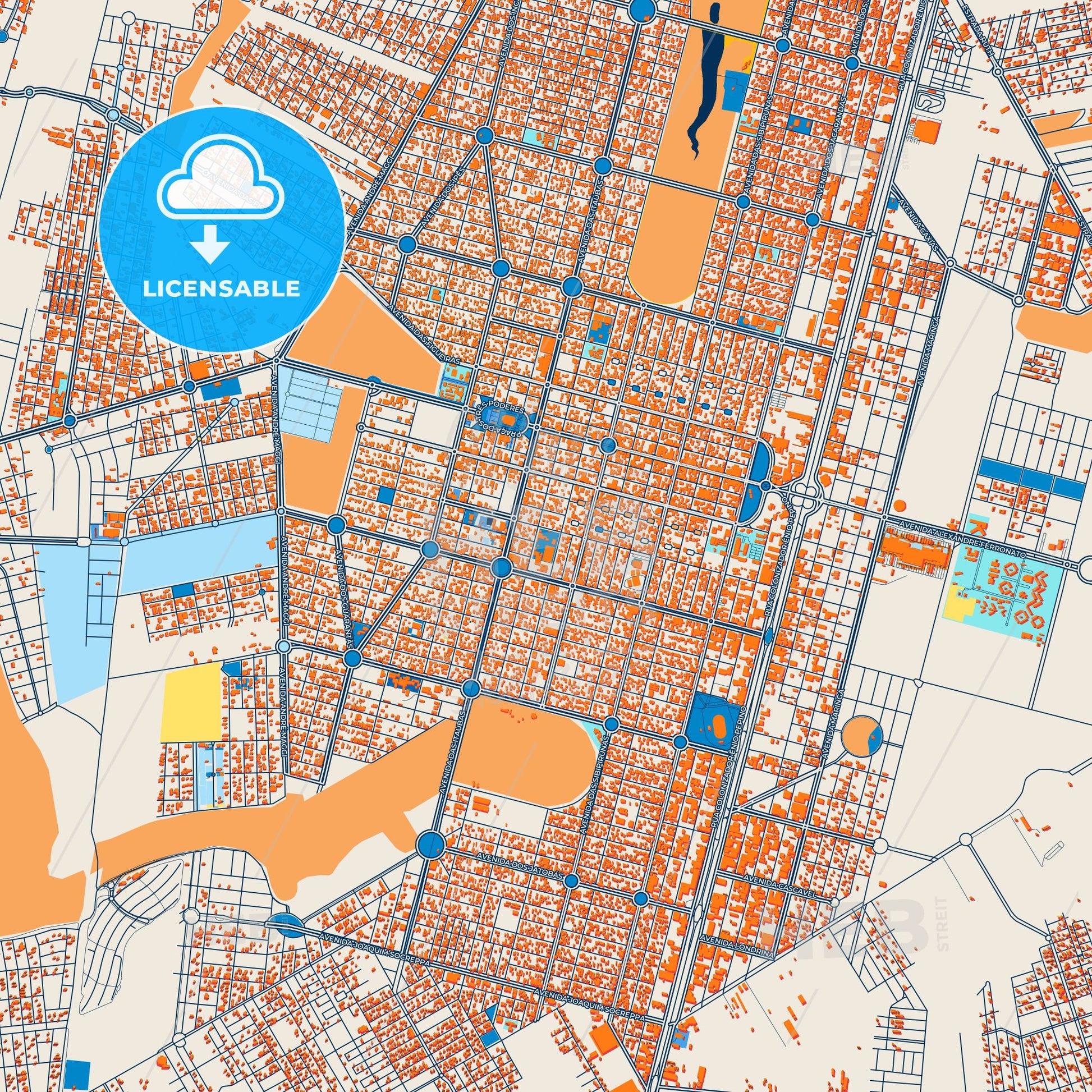 Colorful Sinop Street Map with Labels and Buildings