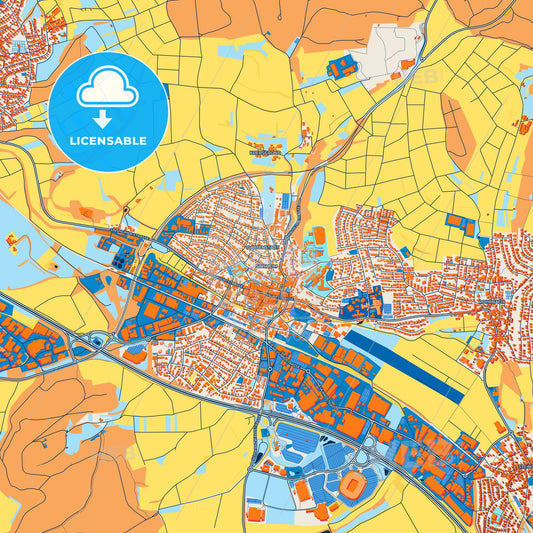 Colorful Sinsheim Street Map with Labels and Buildings