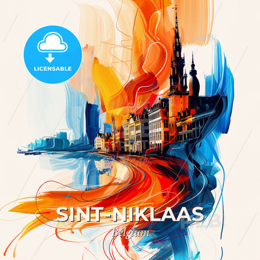 Vibrant Sint-Niklaas , Belgium - A Painting Of A City - Square format print template