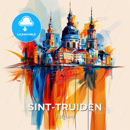 Vibrant Sint-Truiden , Belgium - A Painting Of A Building - Square format print template