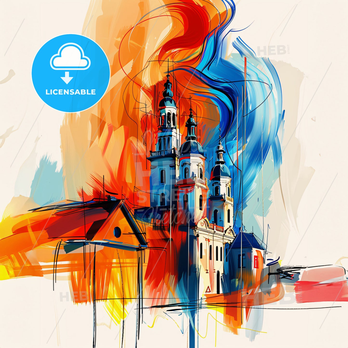 Vibrant Sint-Truiden , Belgium - A Painting Of A Building With A Colorful Smoke