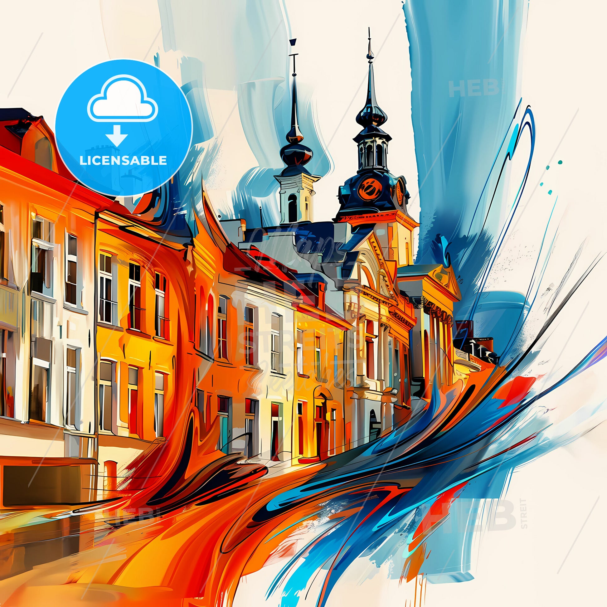 Vibrant Sint-Truiden , Belgium - A Colorful Painting Of Buildings