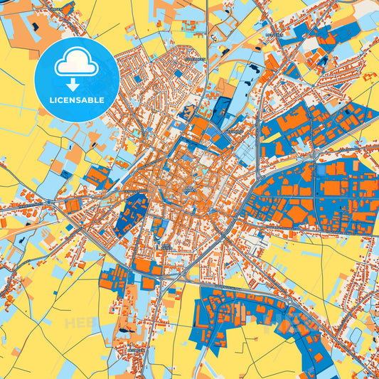 Colorful Sint-Truiden Street Map with Labels and Buildings