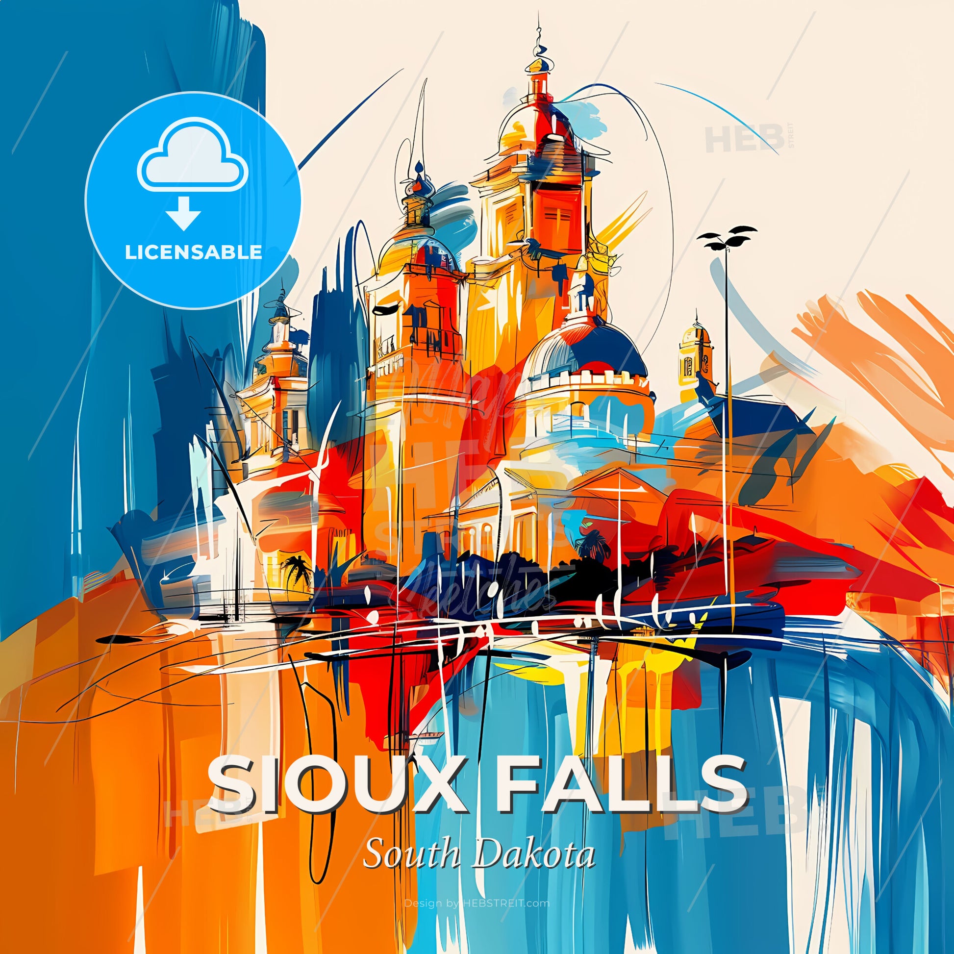 Vibrant Sioux Falls, South Dakota - A Painting Of A Building - Square format print template