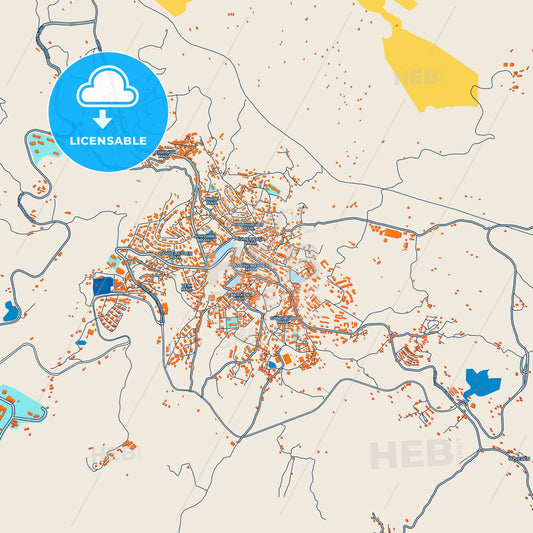 Colorful Şırnak Street Map with Labels and Buildings