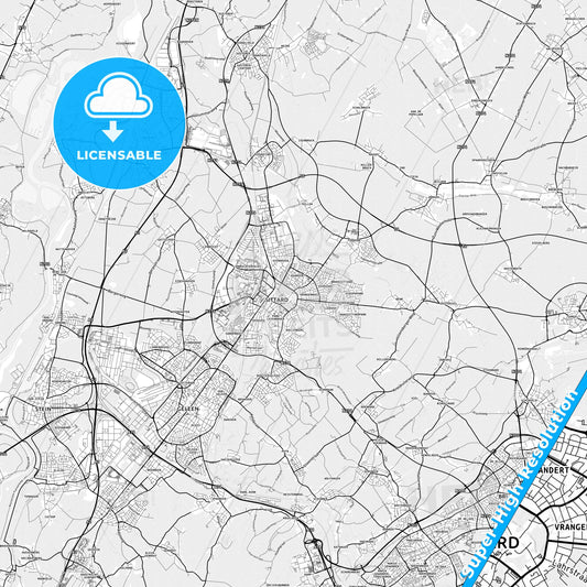 Sittard-Geleen, Netherlands light map with streetnames, citynames and districts