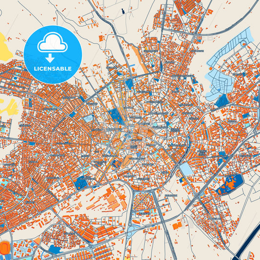 Colorful Sivas Street Map with Labels and Buildings