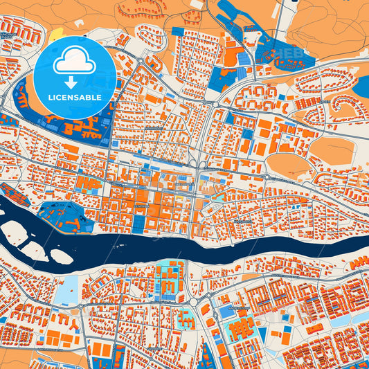 Colorful Skellefteå Street Map with Labels and Buildings