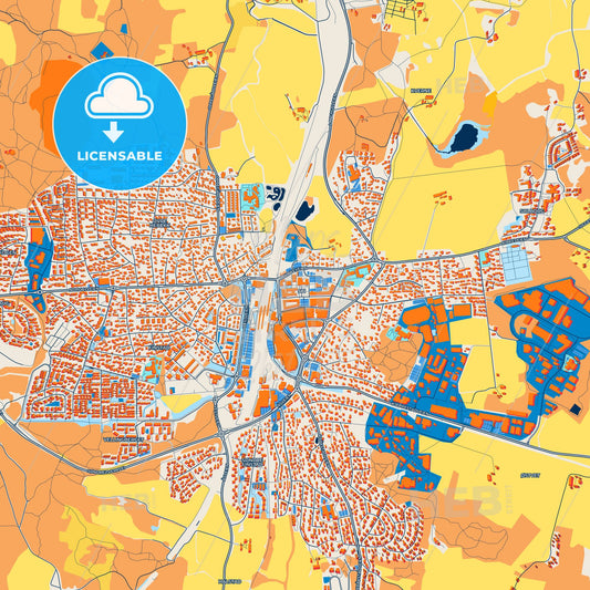 Colorful Ski Street Map with Labels and Buildings