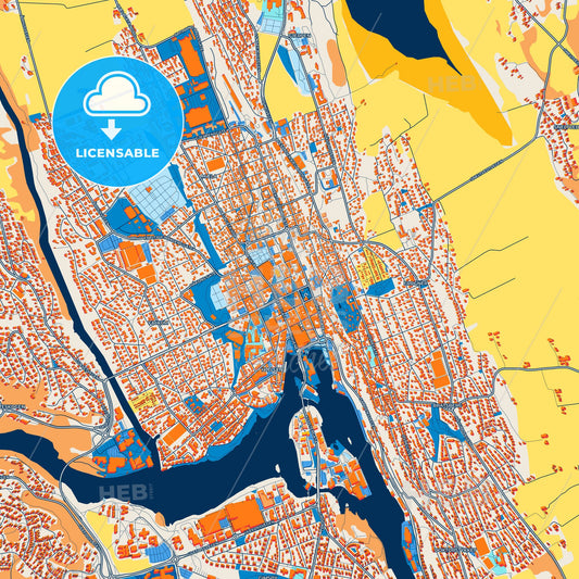Colorful Skien Street Map with Labels and Buildings