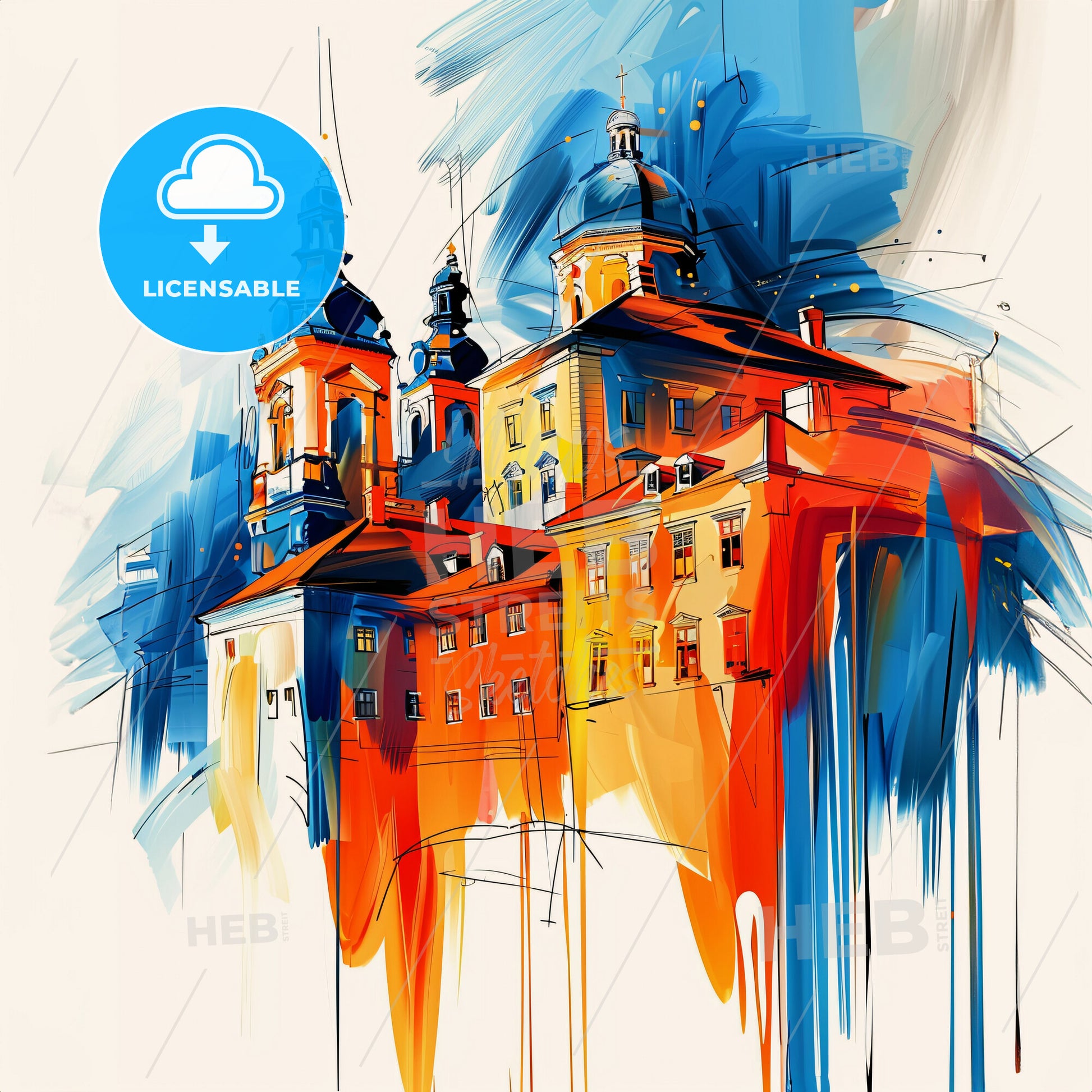 Vibrant Skien, Norway - A Painting Of A Building