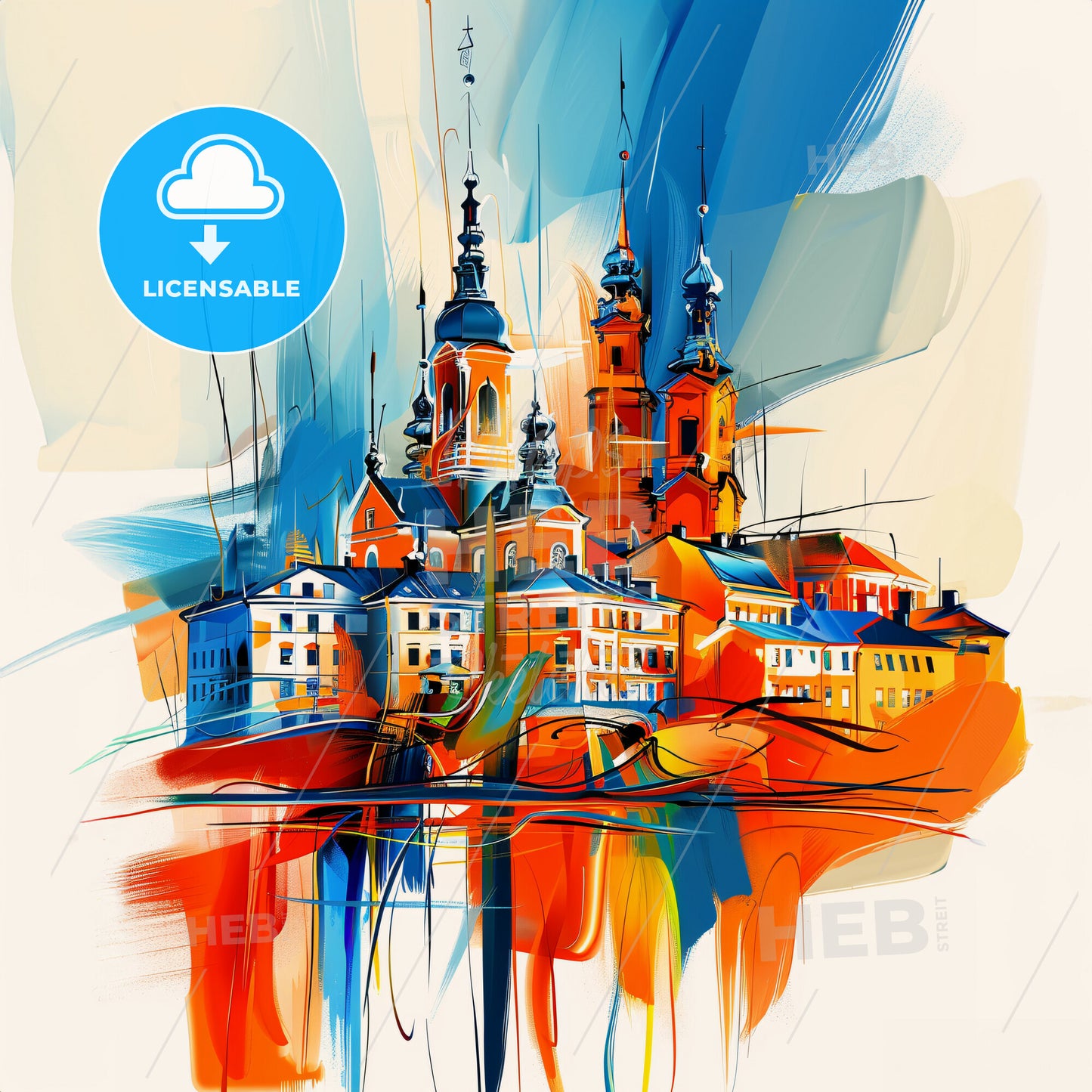 Vibrant Skövde, Sweden - A Painting Of A City