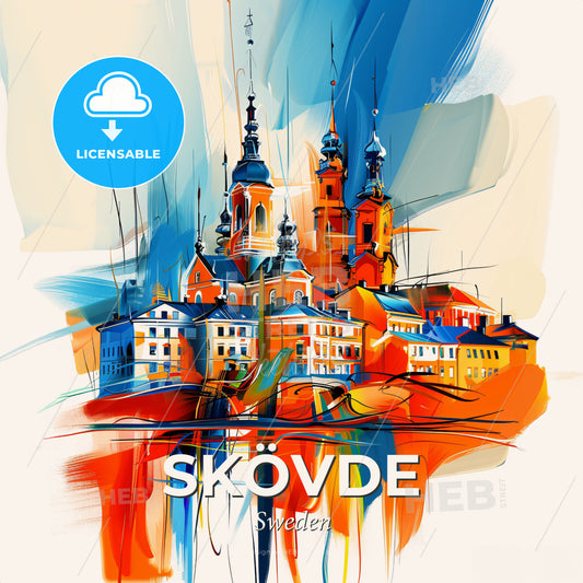 Vibrant Skövde, Sweden - A Painting Of A City - Square format print template
