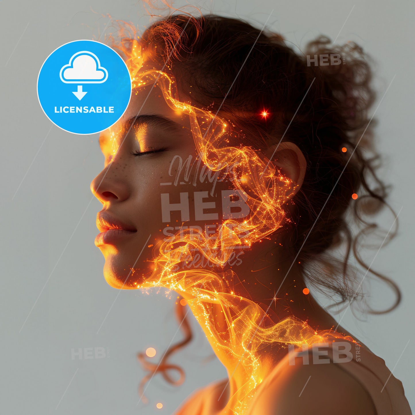 Sky and Sigh: The Breath of the Heavens - A woman with her eyes closed and glowing lines on her face