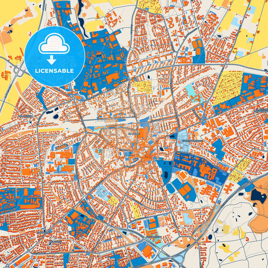 Colorful Slagelse Street Map with Labels and Buildings