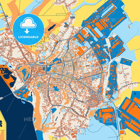 Colorful Slatina Street Map with Labels and Buildings