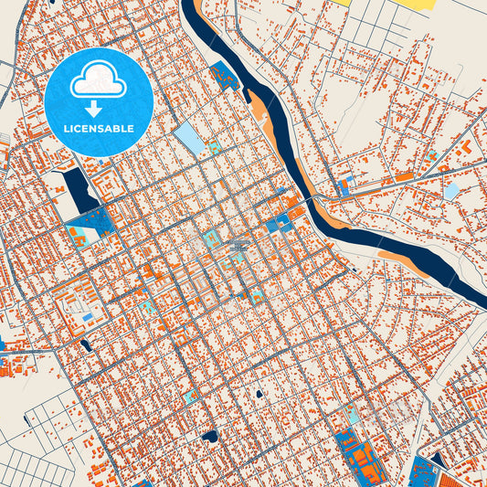 Colorful Slavyansk-na-Kubani Street Map with Labels and Buildings