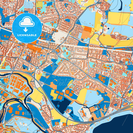 Colorful Slough Street Map with Labels and Buildings