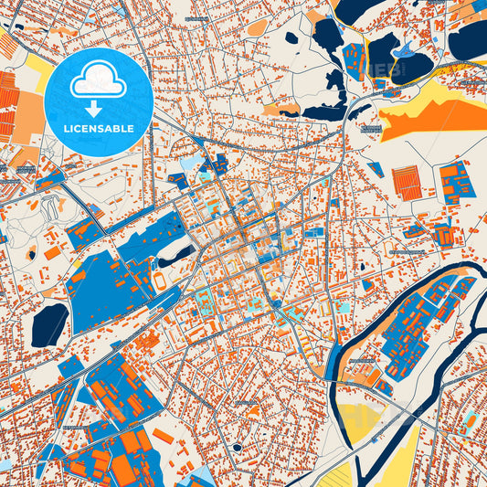 Colorful Sloviansk Street Map with Labels and Buildings