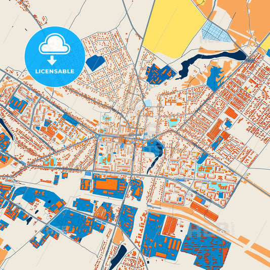 Colorful Smarhon Street Map with Labels and Buildings