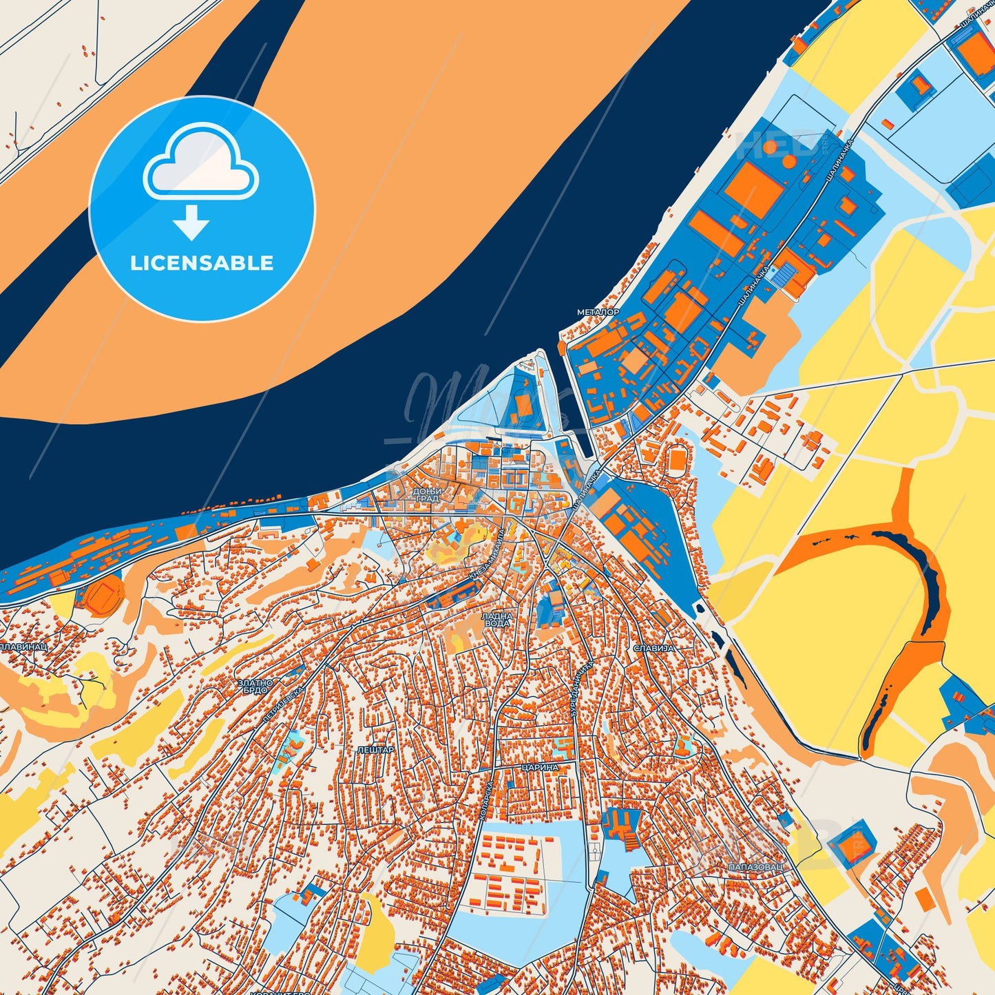 Colorful Smederevo Street Map with Labels and Buildings