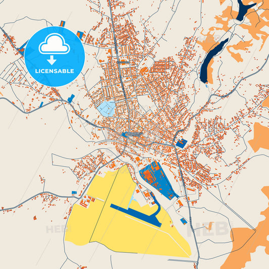 Colorful Smederevska Palanka Street Map with Labels and Buildings