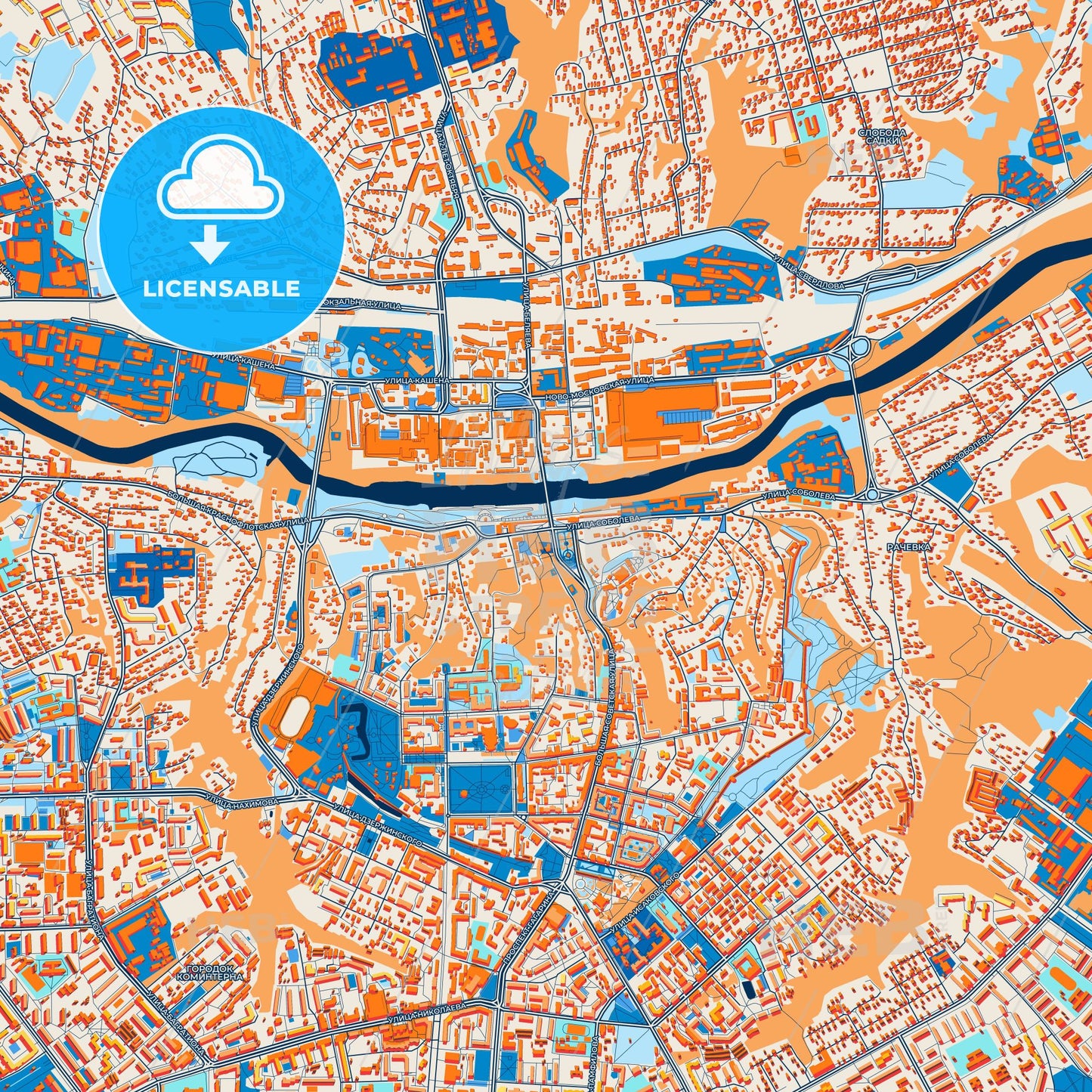 Colorful Smolensk Street Map with Labels and Buildings