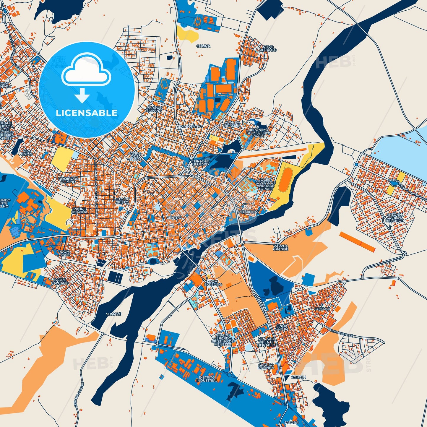 Colorful Sobral Street Map with Labels and Buildings