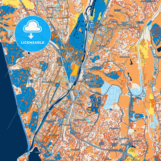 Colorful Sochi Street Map with Labels and Buildings