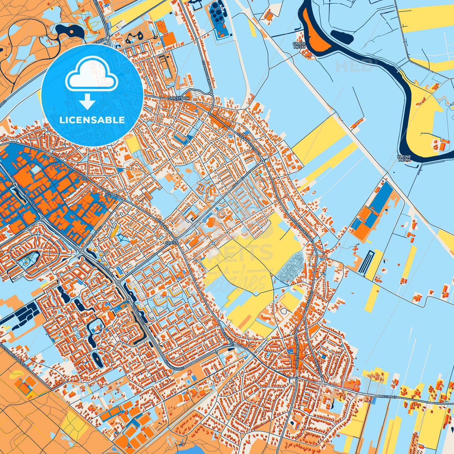 Colorful Soest Street Map with Labels and Buildings