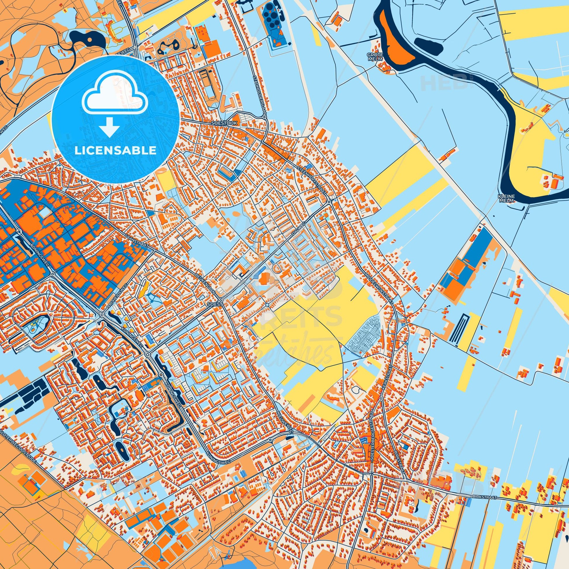 Colorful Soest Street Map with Labels and Buildings