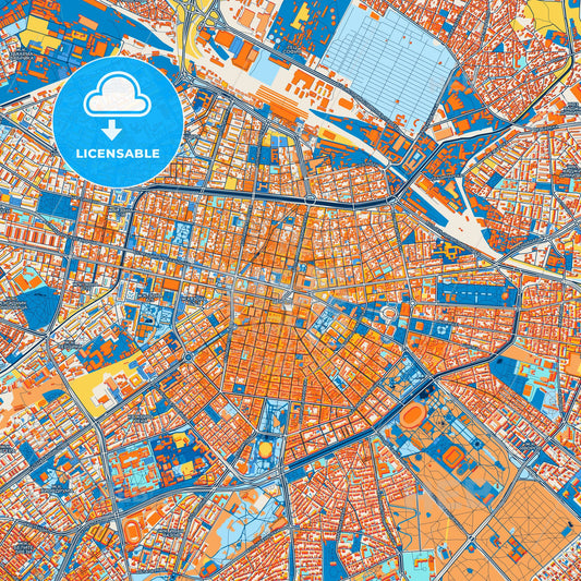 Colorful Sofia Street Map with Labels and Buildings