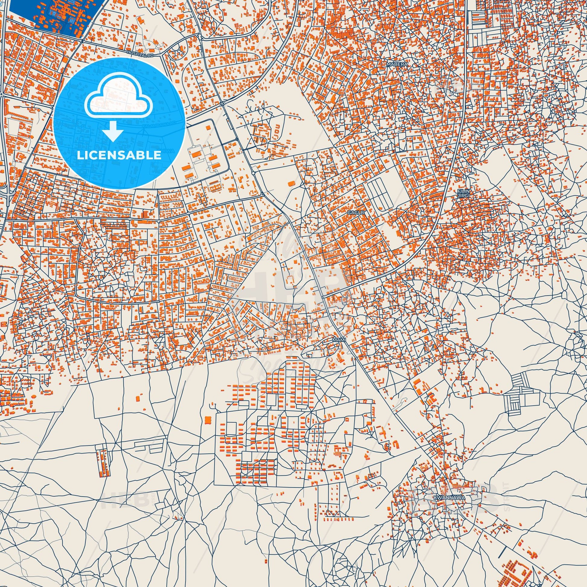 Colorful Sokoto Street Map with Labels and Buildings