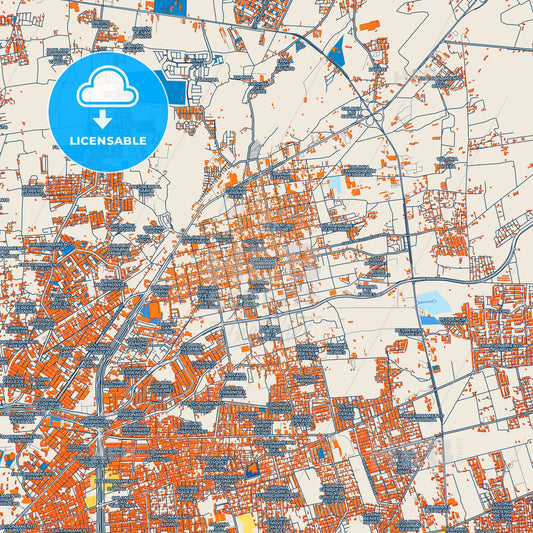 Colorful Soledad de Graciano Sánchez Street Map with Labels and Buildings
