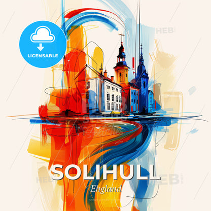 Vibrant Solihull, England - A Painting Of A Building - Square format print template