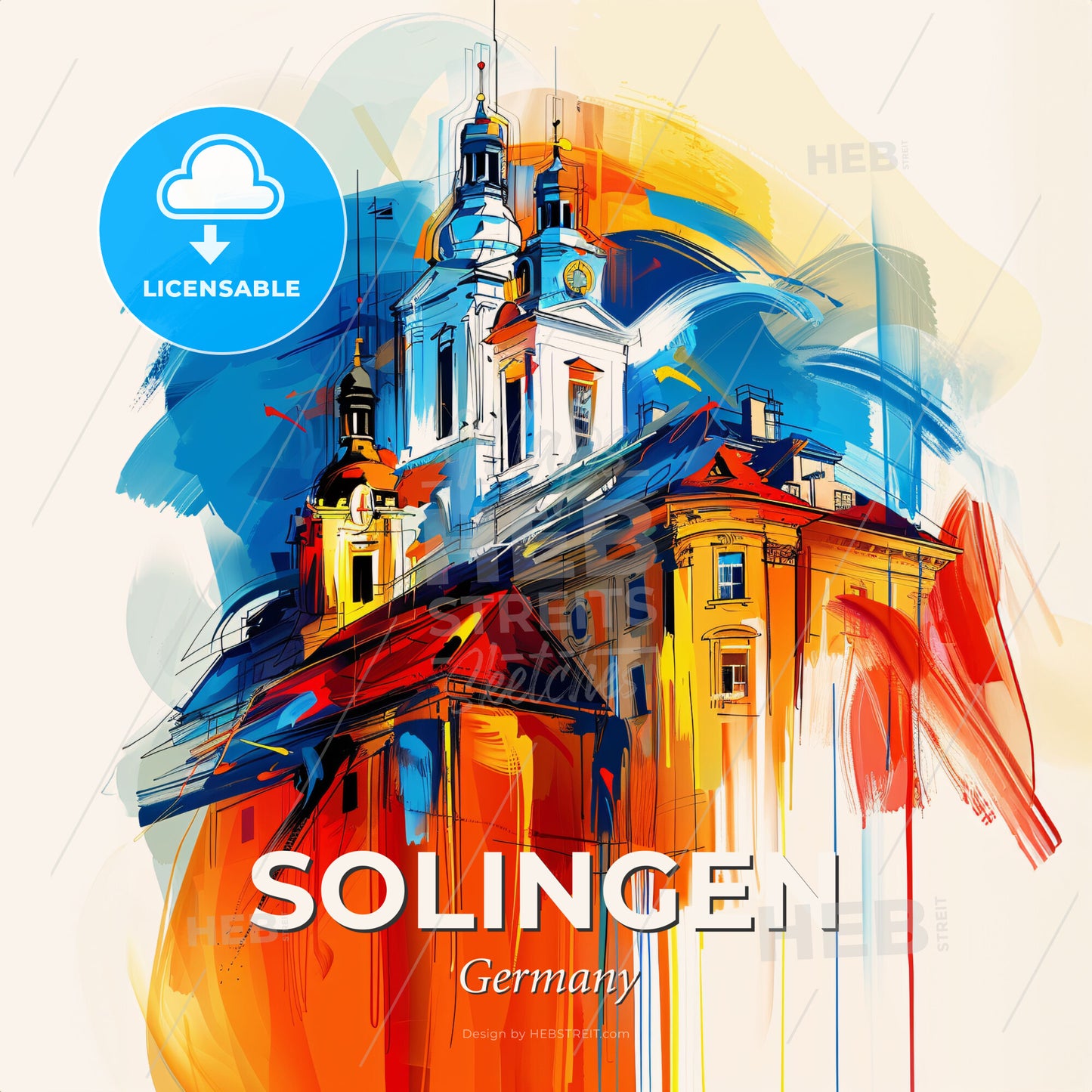 Vibrant Solingen, Germany - A Painting Of A Building - Square format print template
