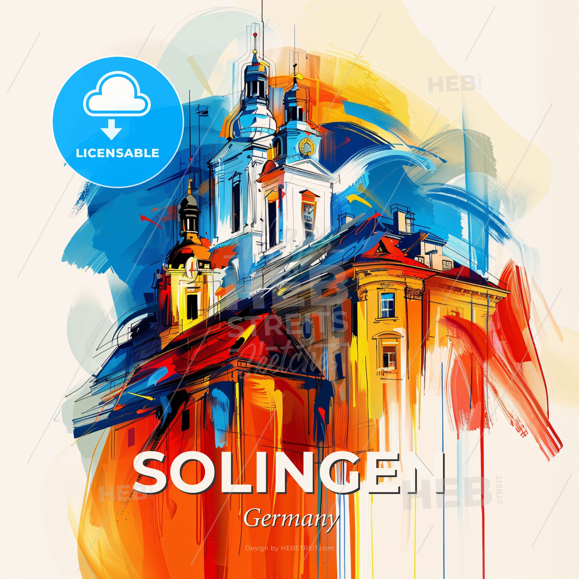 Vibrant Solingen, Germany - A Painting Of A Building - Square format print template
