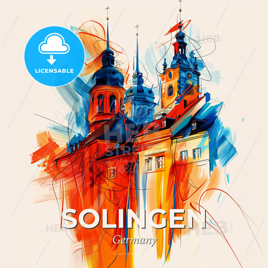 Vibrant Solingen, Germany - A Painting Of A Building - Square format print template