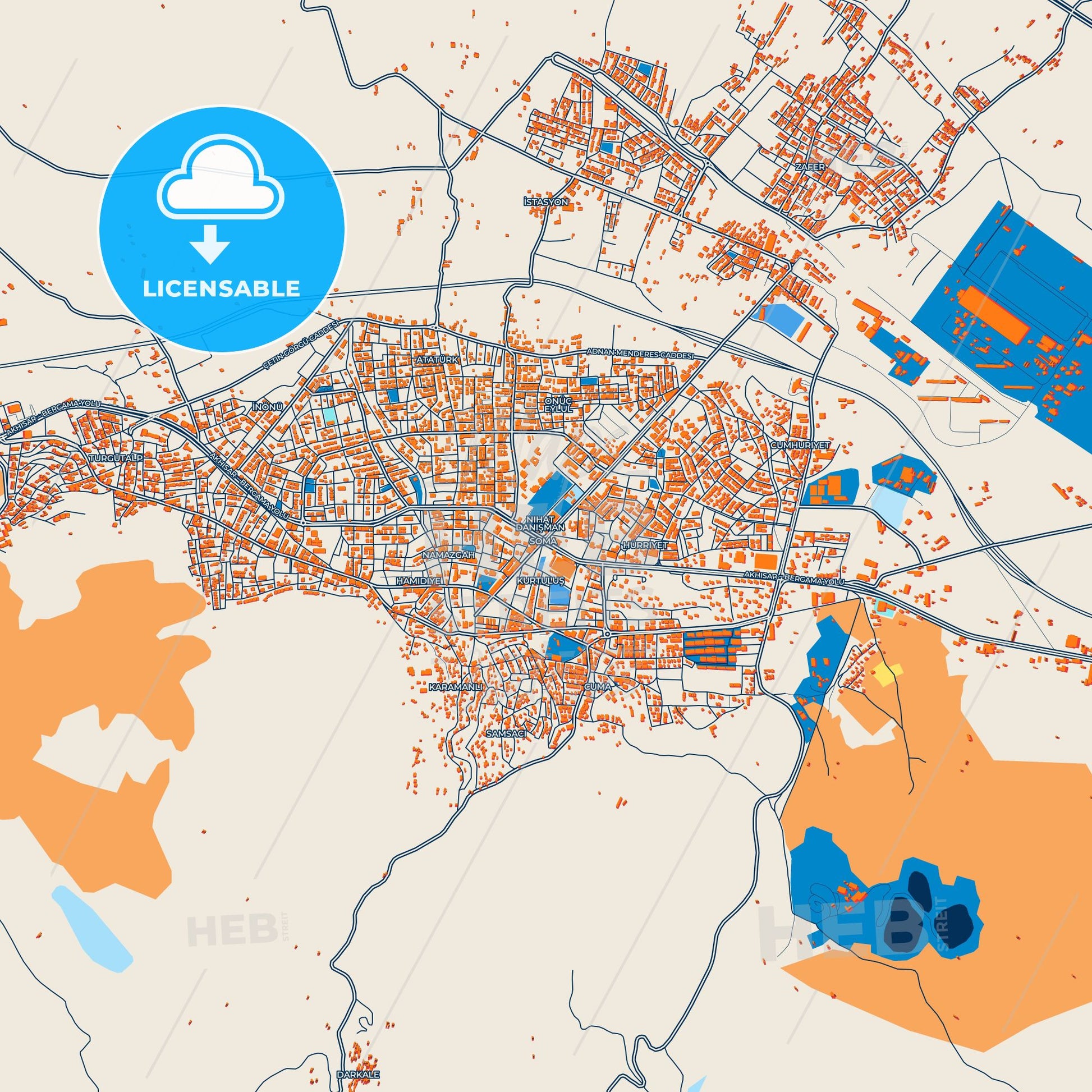 Colorful Soma Street Map with Labels and Buildings