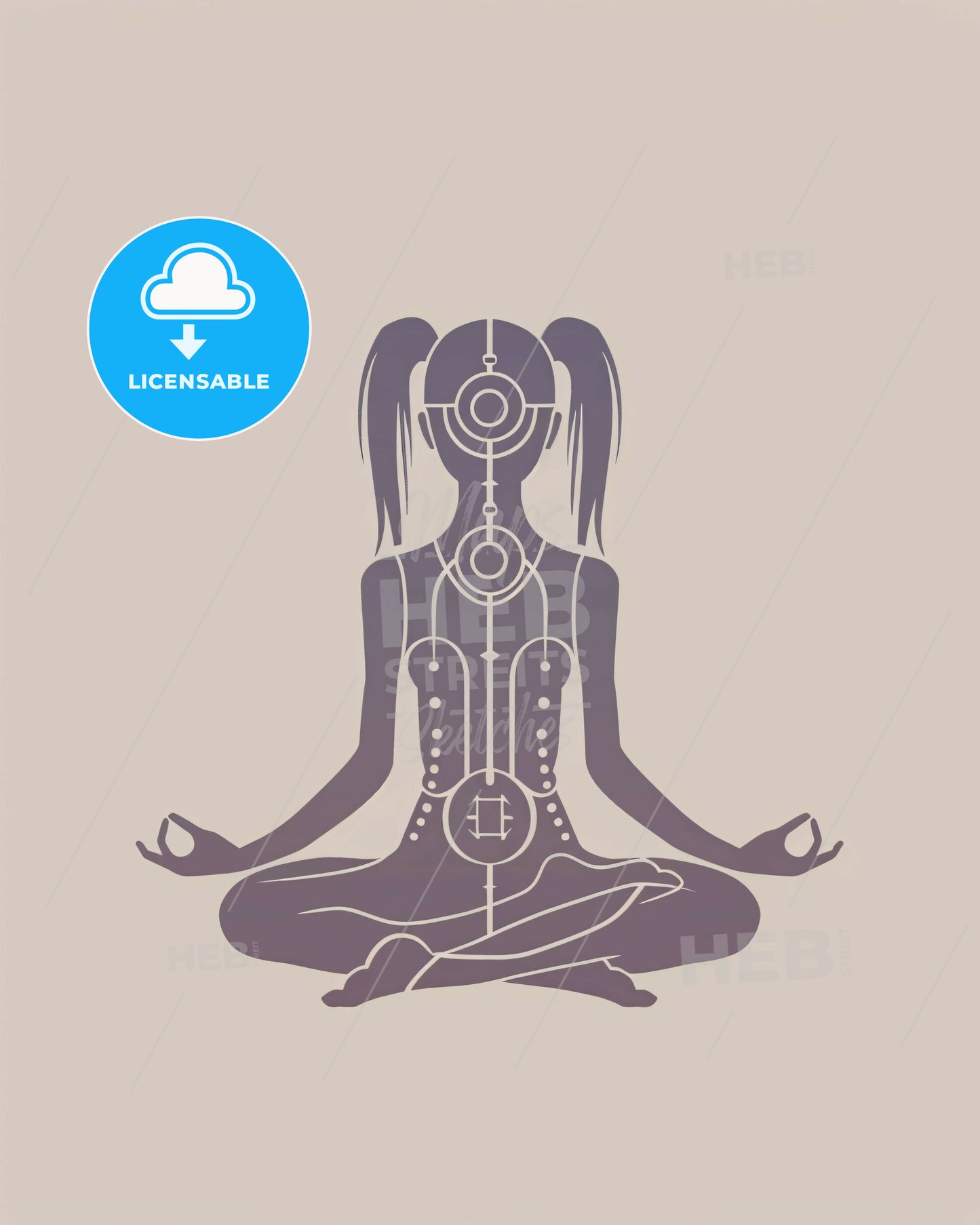 Zen Simplicity: Meditation in Graceful Lines - A woman sitting in a lotus position