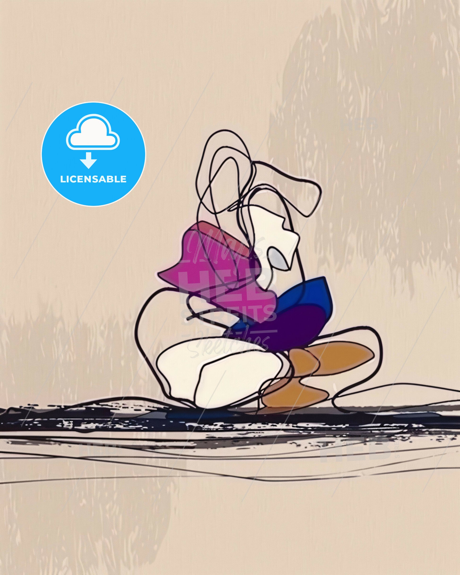 Zen Meditations on Tranquil Lines - A drawing of a woman