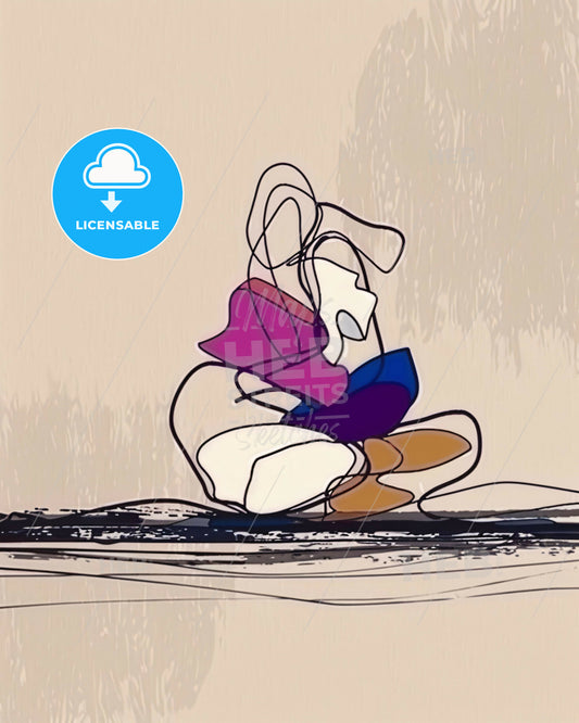 Zen Meditations on Tranquil Lines - A drawing of a woman