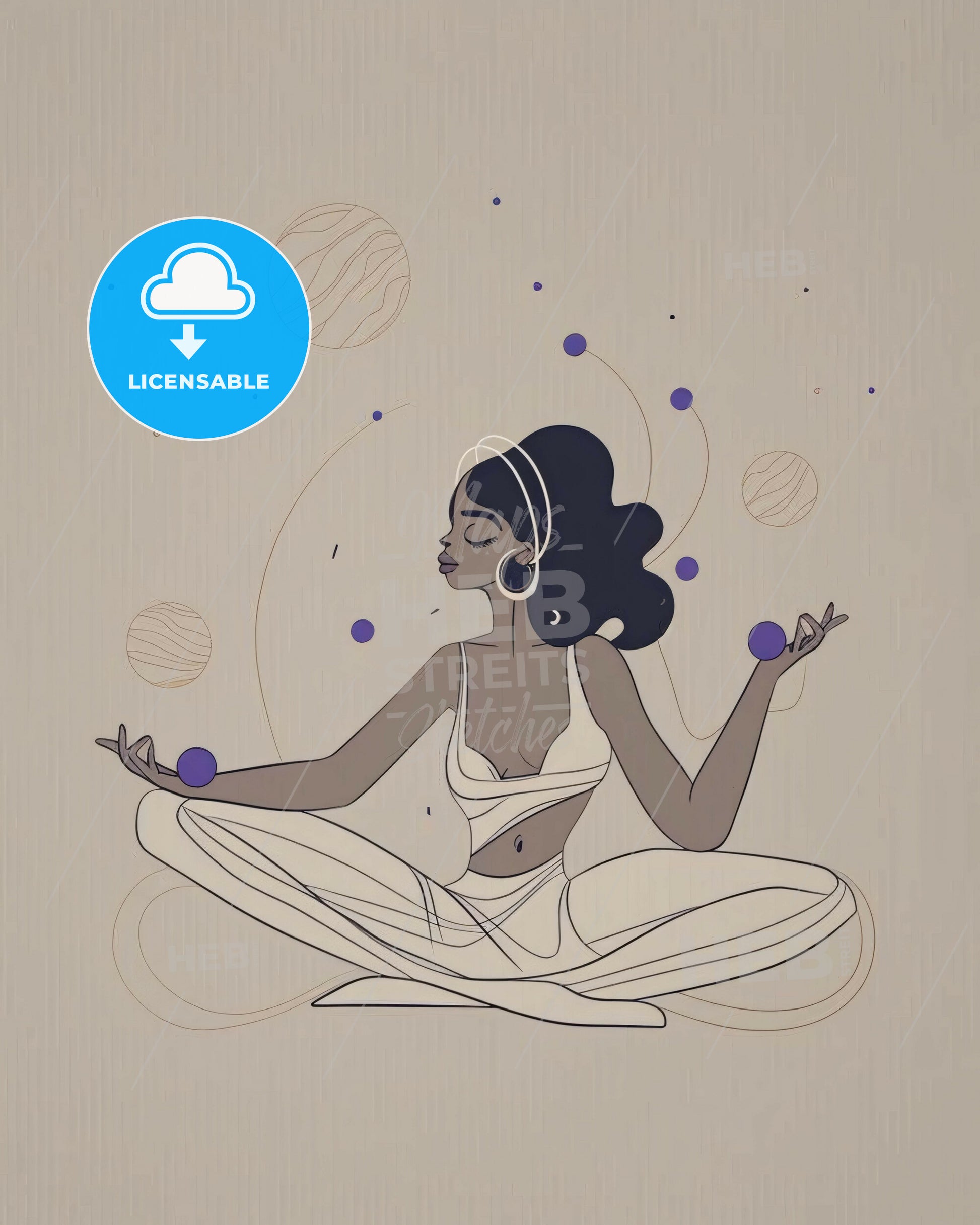 Zen Lines: Serenity in Shape and Hue - A woman sitting in a lotus pose
