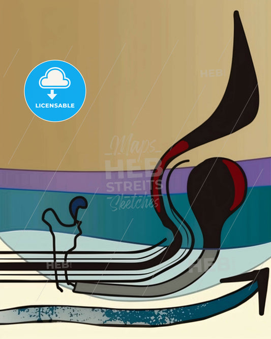 Bold Finish Line Art in Muted Hues - A colorful art piece of artwork