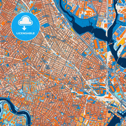 Colorful Somerville Street Map with Labels and Buildings