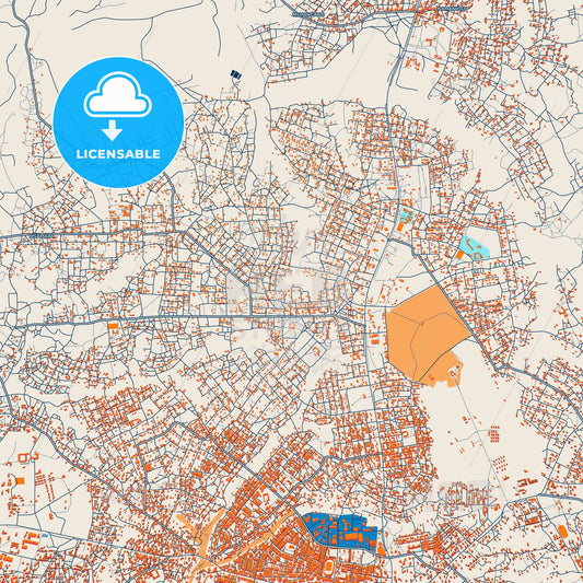 Colorful Songea Street Map with Labels and Buildings